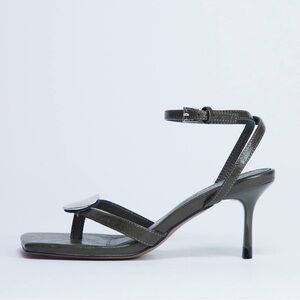 Topshop Dark Green Strappy Heels